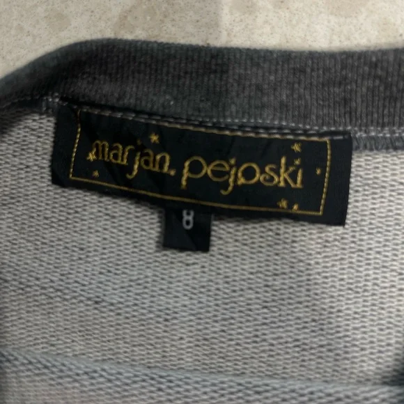 Gray Crew Neck Sweater with Unique Sleeve Design - Picture 3 of 4